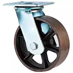 SCs 42 - Большегрузное чугунное колесо без резины 100 мм (поворот., площадка, темн. обод.)