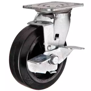 SCDB 80 - Большегрузное чугунное колесо 200 мм (поворот., тормоз, площадка, черн. рез, роликоподш.)