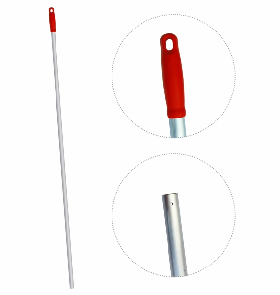Ручка для держателя мопов, длина 130 см, диаметр 22 мм, алюминий, цвет красный - ALS285-R