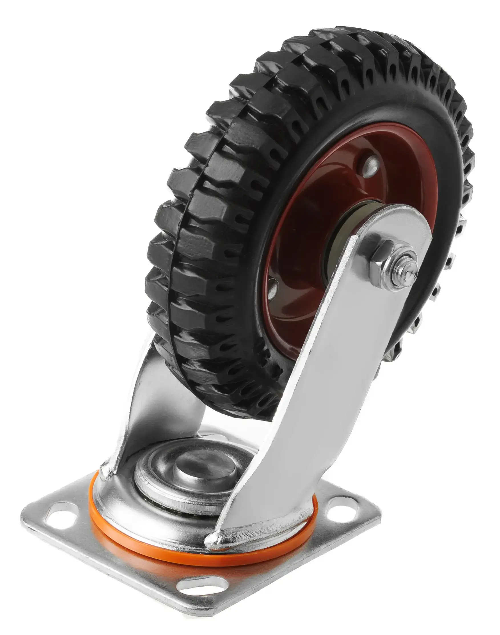 PS 160 - Литое колесо с протект. резиной 160 мм (шарикоподш., поворот. площадка, мет. обод)
